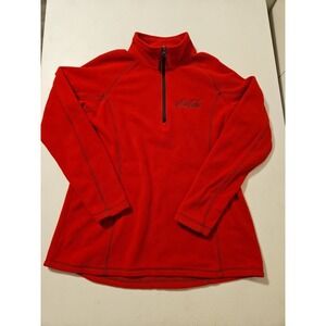 Coca Cola 1/4 Zip Womens Medium Pullover Sweater Red Polyester Embroidered (A996